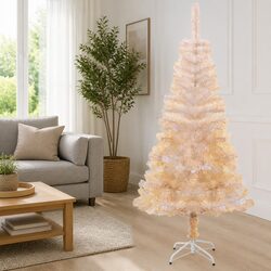 Artificial Christmas Tree White 150cm Iridescent Tips PVC Bushy Holiday