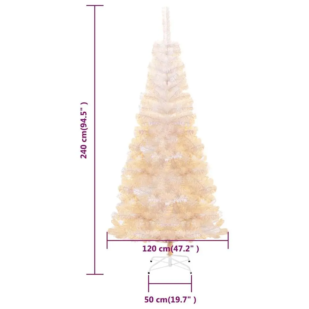 Artificial Christmas Tree White 240cm Iridescent Tips PVC Holiday Decoration