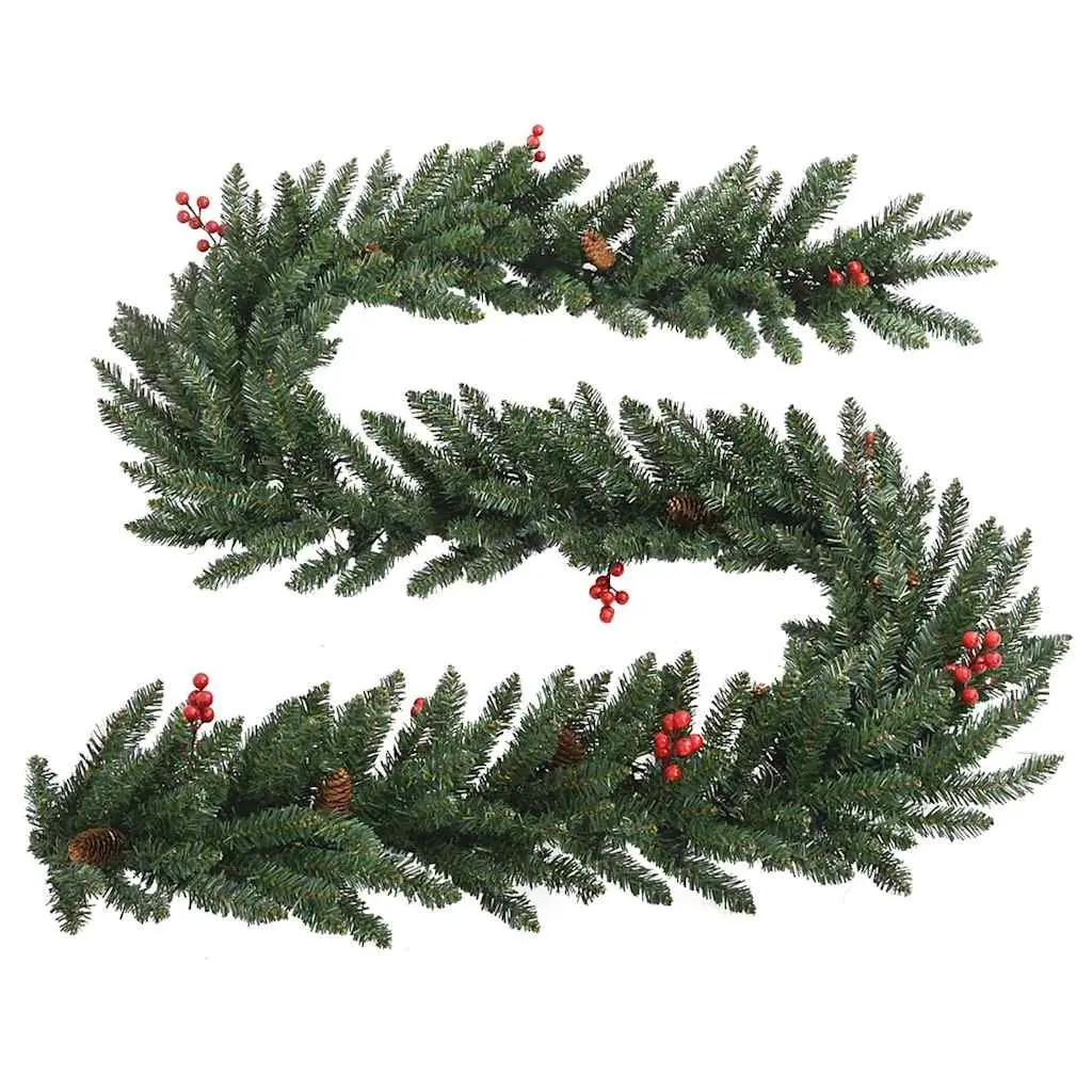 Artificial Christmas Tree Set 2 Pieces with Wreath Garland LED Lights Holiday