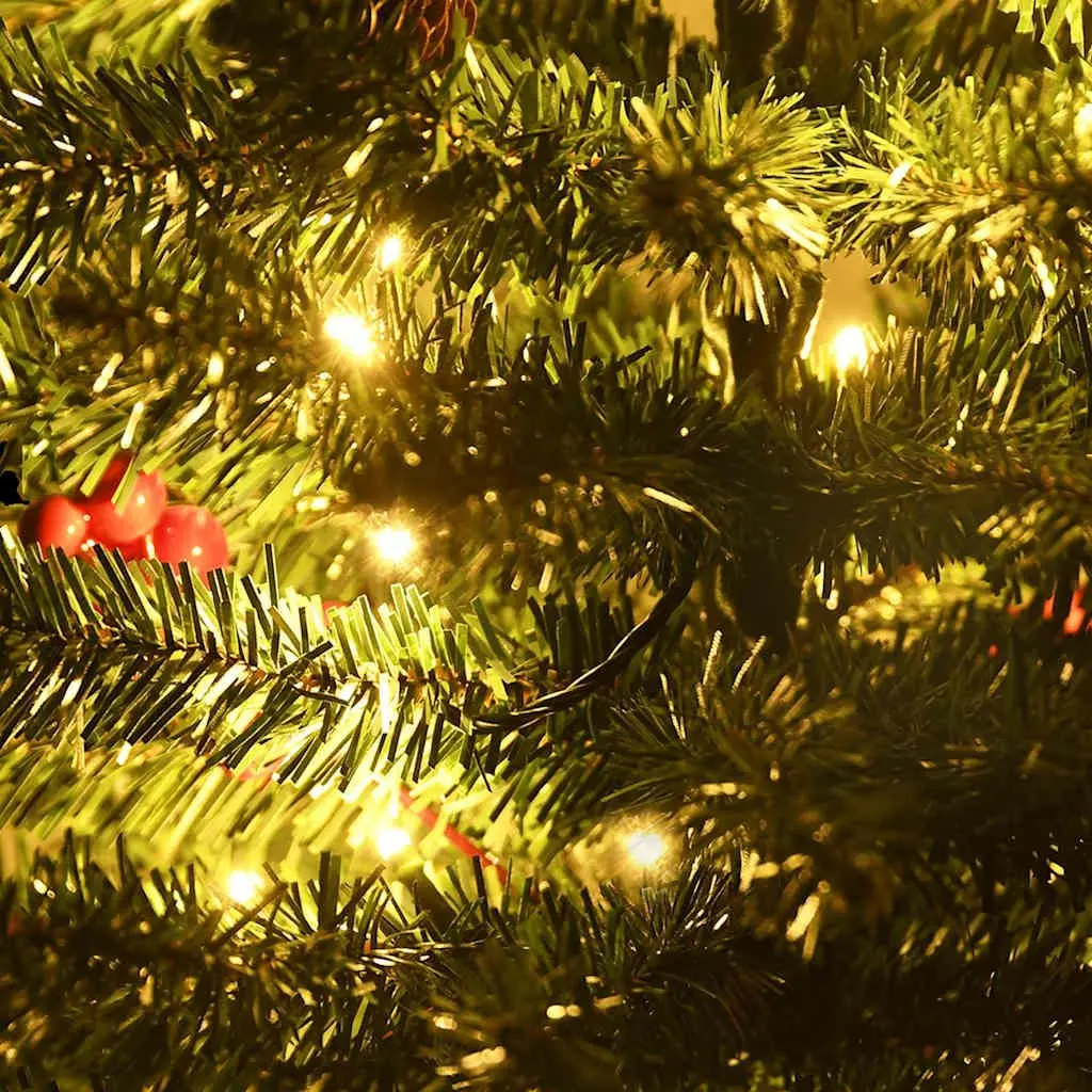 Artificial Christmas Tree Set 2 Pieces with Wreath Garland LED Lights Holiday
