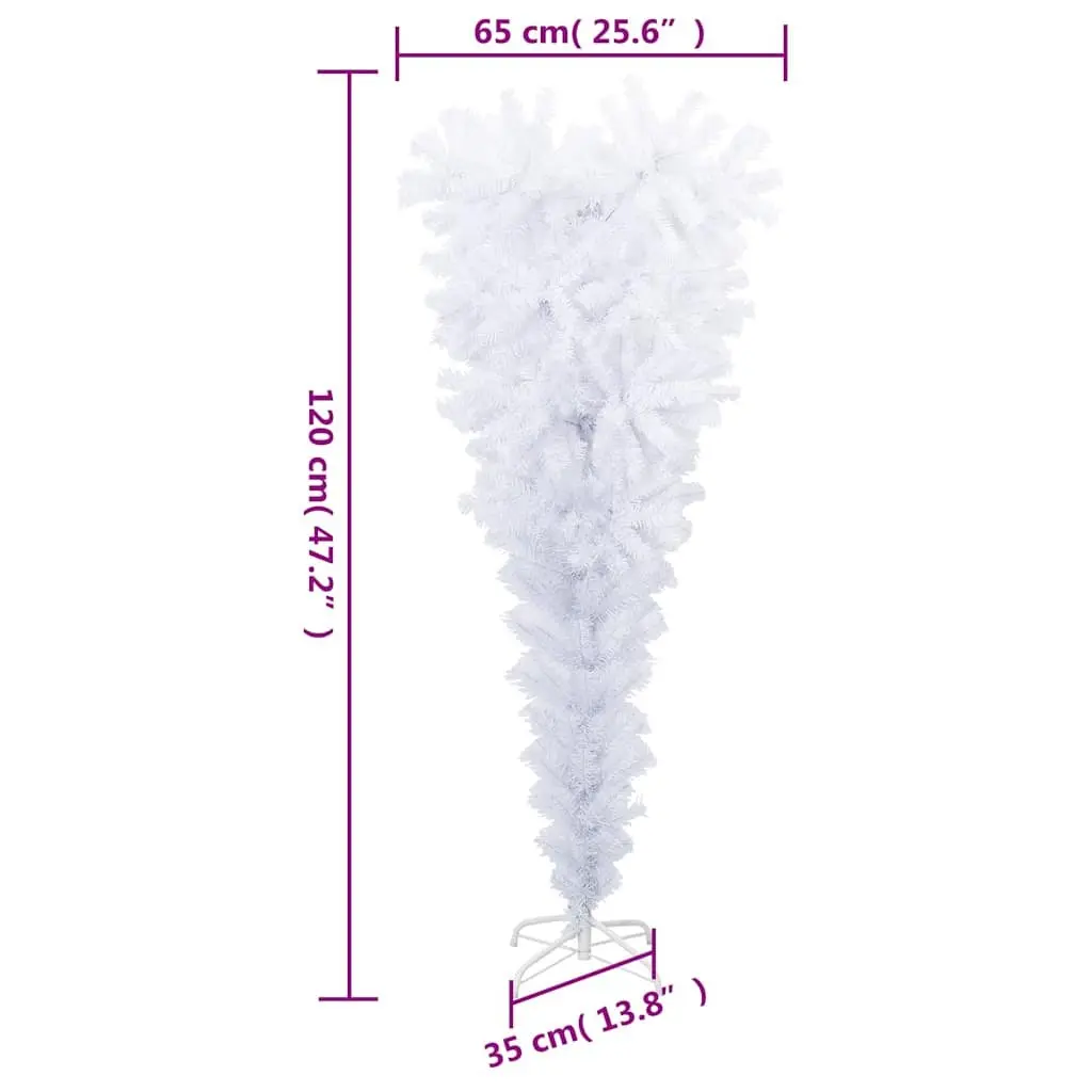 Upside-Down Artificial Christmas Tree with Stand White 120cm Holiday Decor