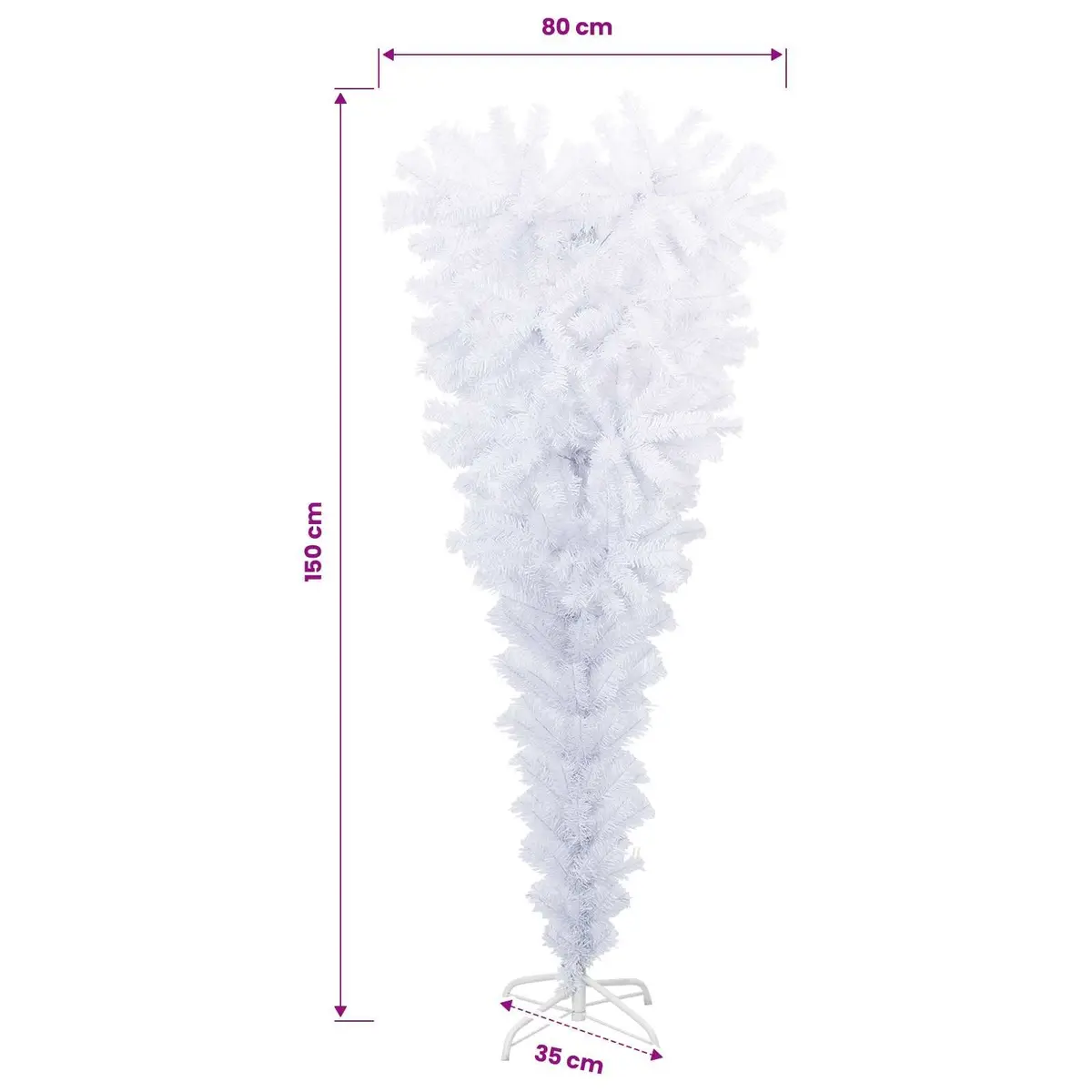 Upside-Down Artificial Christmas Tree White 150cm Holiday Home Decor Seasonal