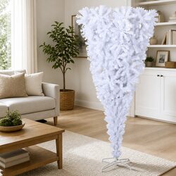 180cm White Upside-Down Christmas Tree with Stand