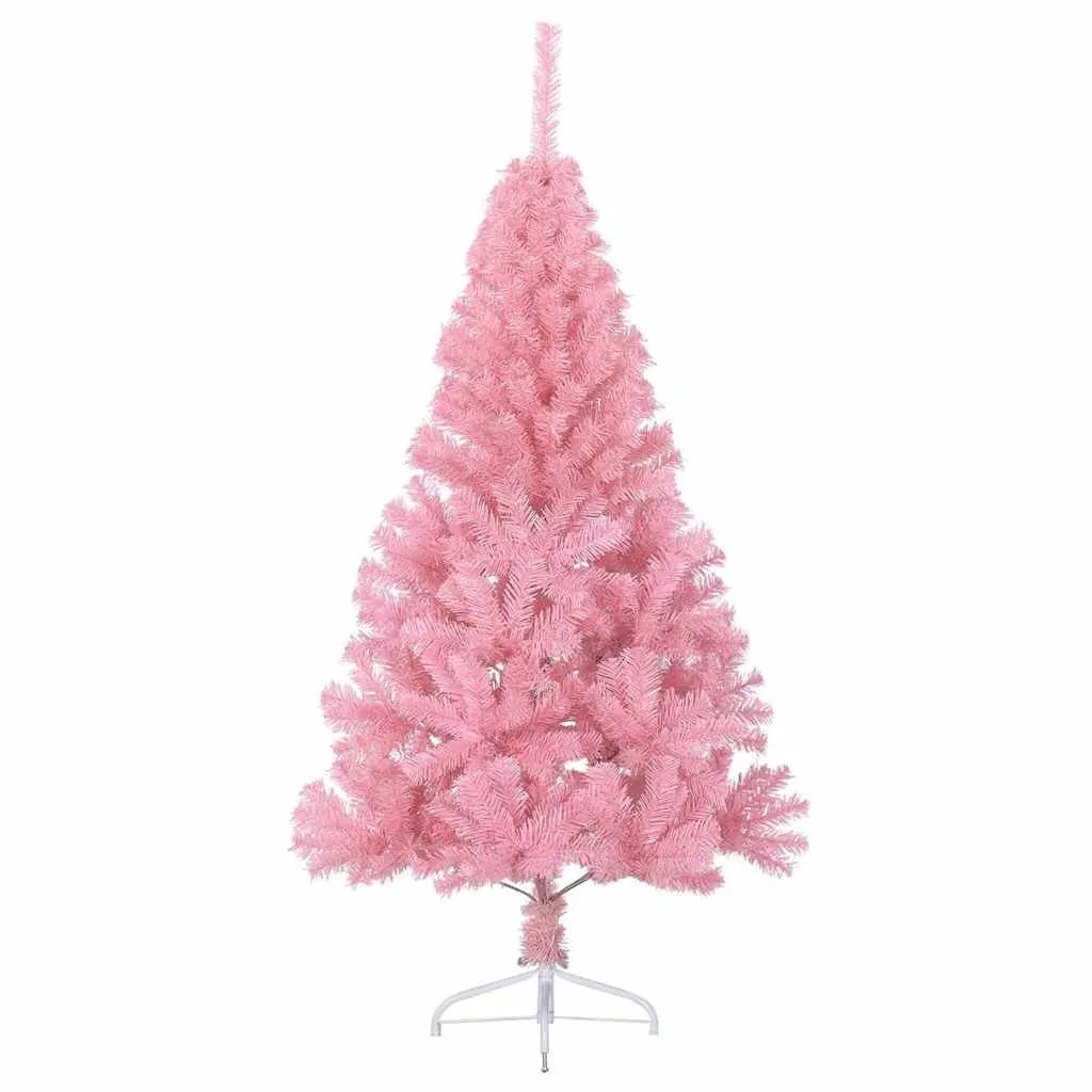 Artificial Half Christmas Tree with Stand Pink 120 cm Indoor Holiday Decor