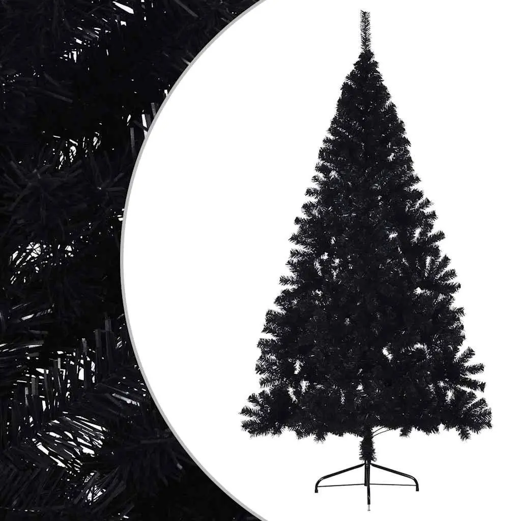 Artificial Half Christmas Tree Black 240cm Bushy Appearance Wall Placement