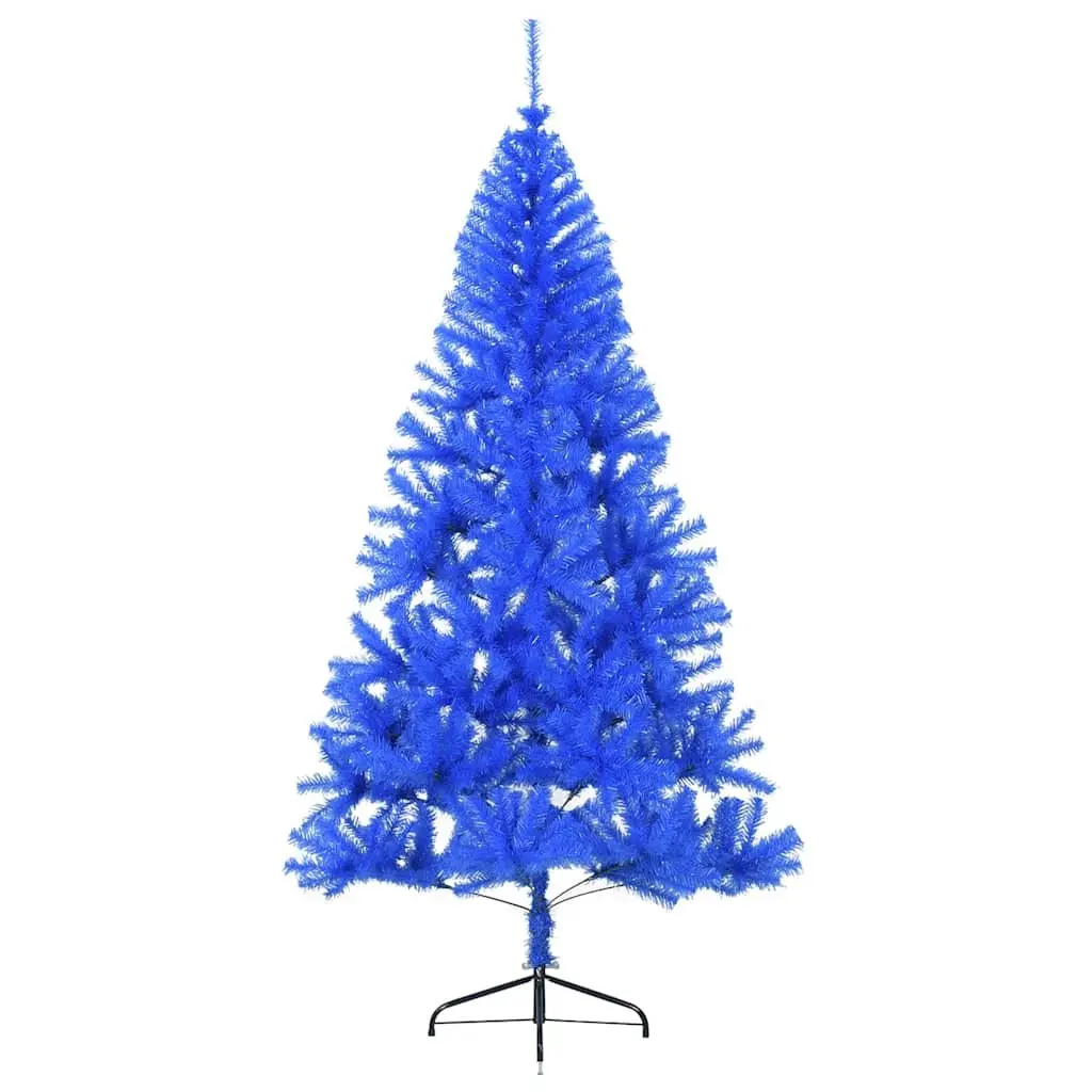 Artificial Half Christmas Tree with Stand Blue 210 cm Seasonal Holiday Decor