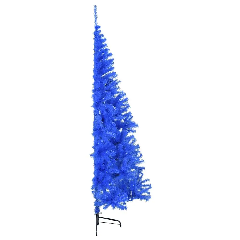 Artificial Half Christmas Tree 240cm Blue with Stand Space-Saving Wall