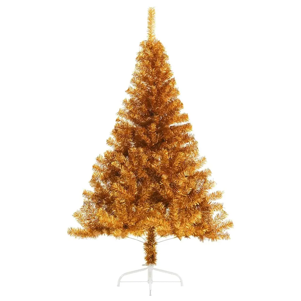 Half Christmas Tree with Stand Gold 180cm Artificial Holiday Seasonal Decor