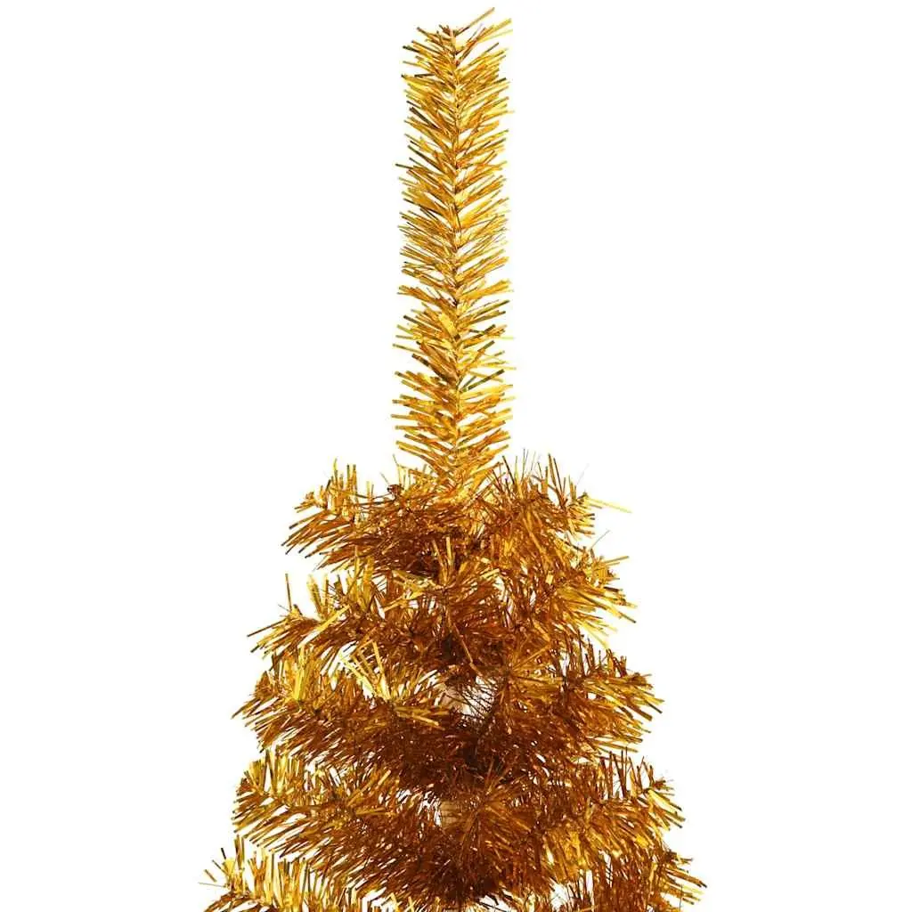 Half Christmas Tree with Stand Gold 180cm Artificial Holiday Seasonal Decor
