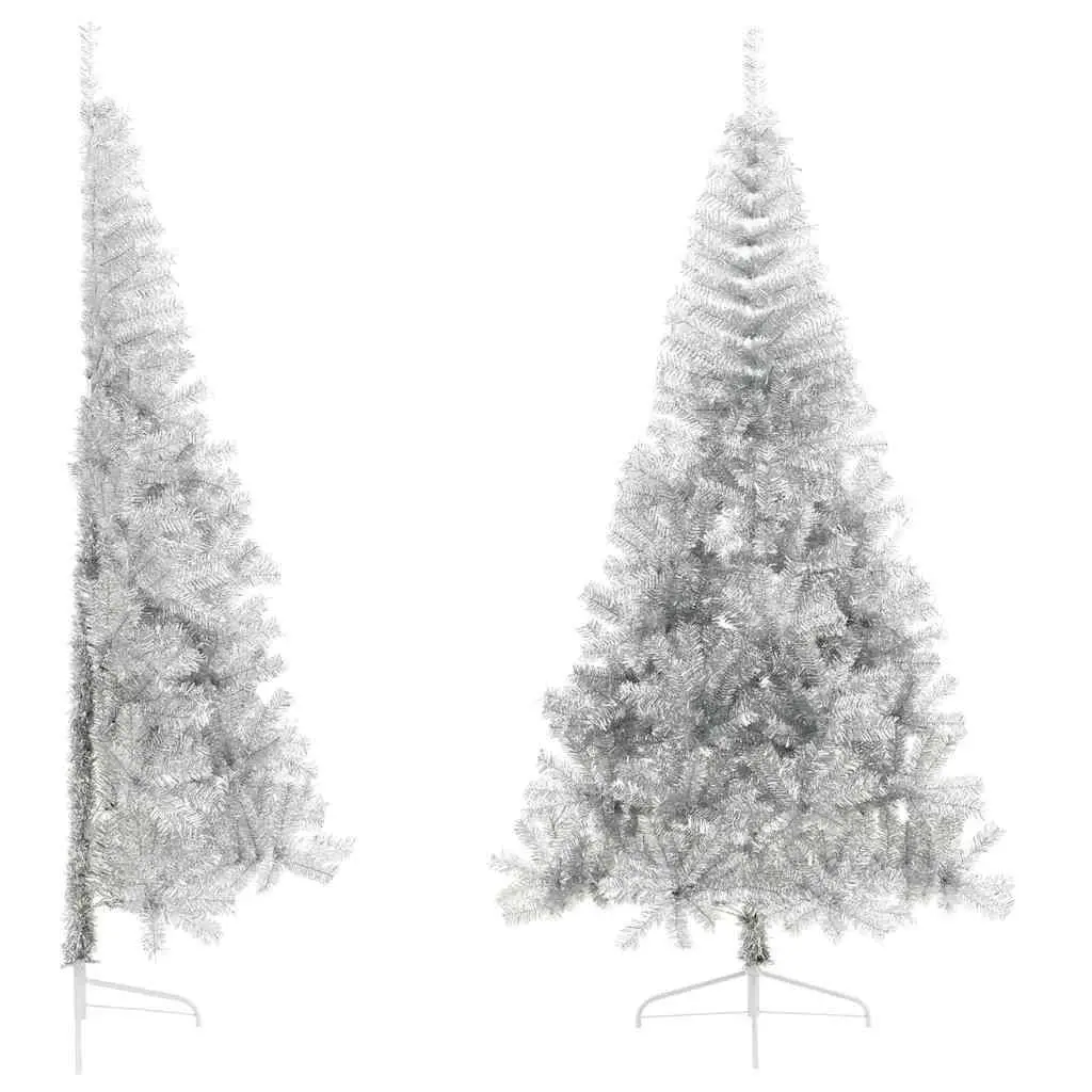 Half Christmas Tree 210cm Silver Artificial Bushy Holiday Seasonal Decoration