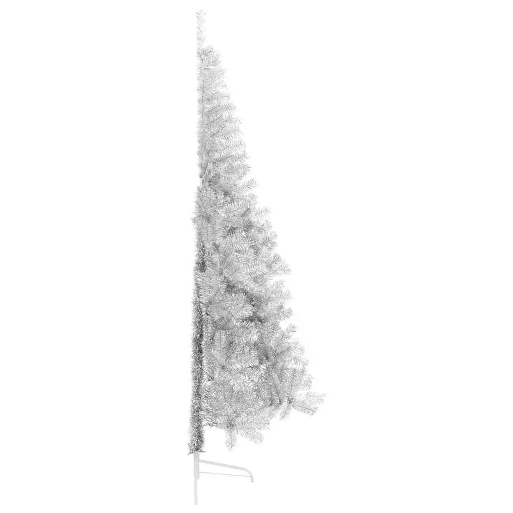 Half Christmas Tree 210cm Silver Artificial Bushy Holiday Seasonal Decoration