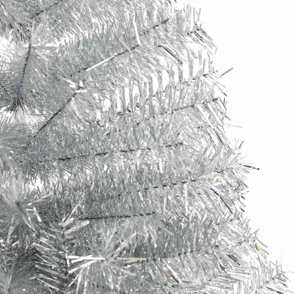 Half Christmas Tree 210cm Silver Artificial Bushy Holiday Seasonal Decoration