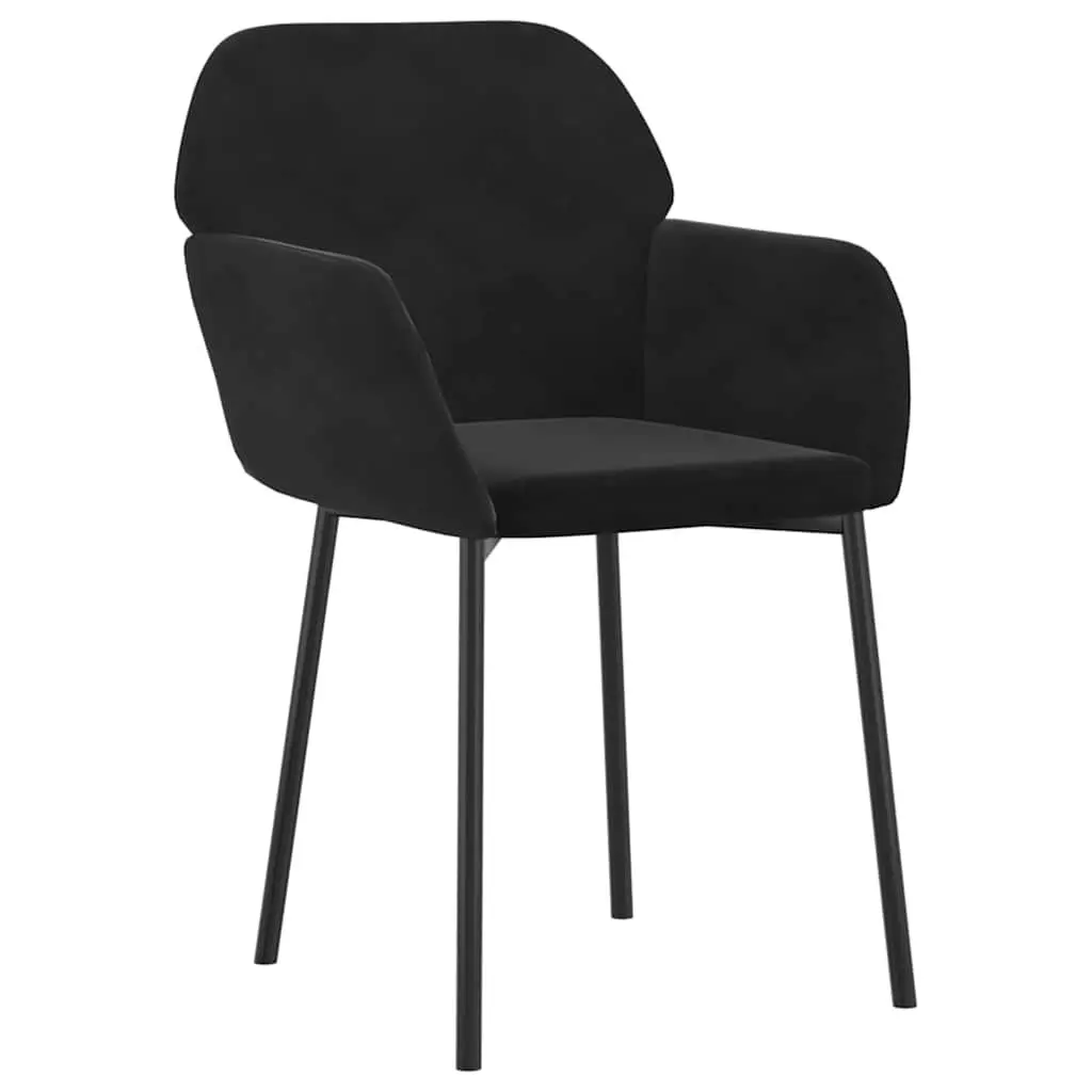 Dining Chairs Black Velvet Padded Armrest Backrest 2 Piece