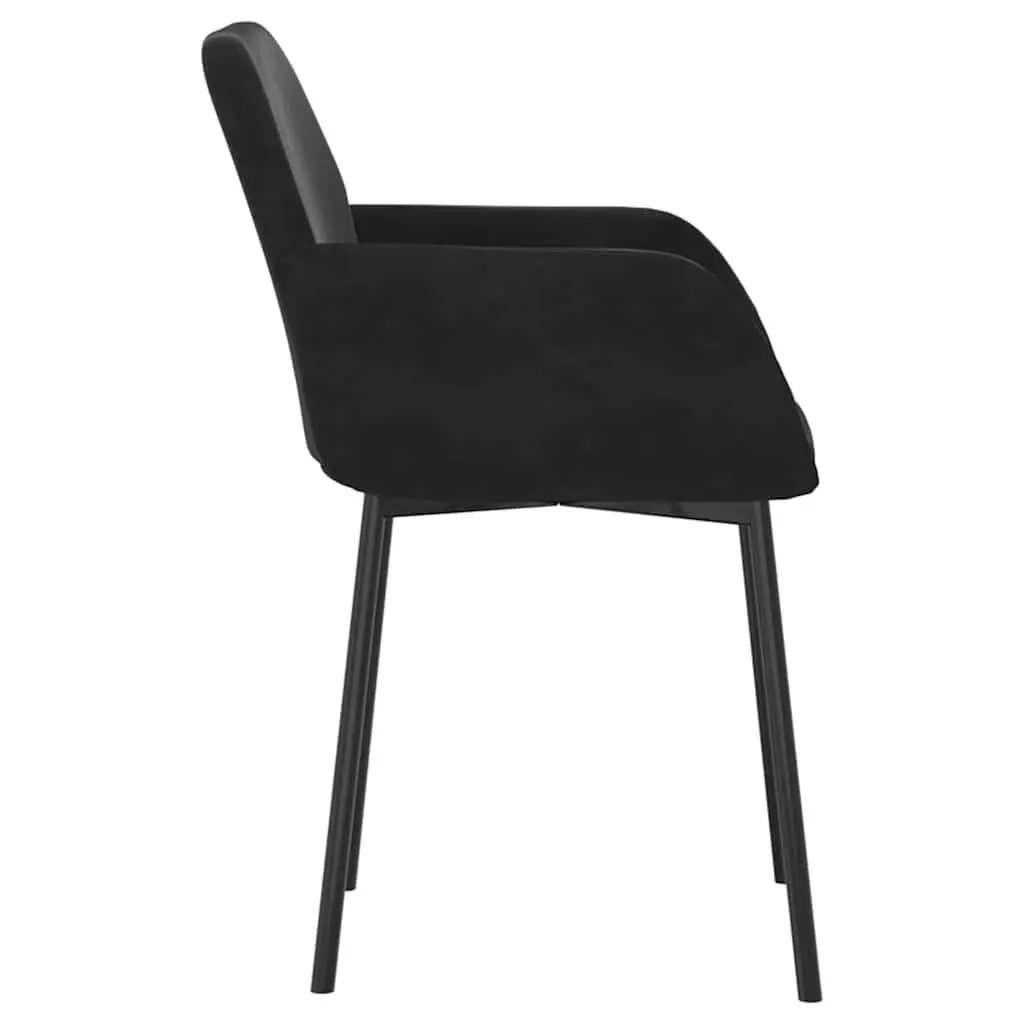 Dining Chairs Black Velvet Padded Armrest Backrest 2 Piece