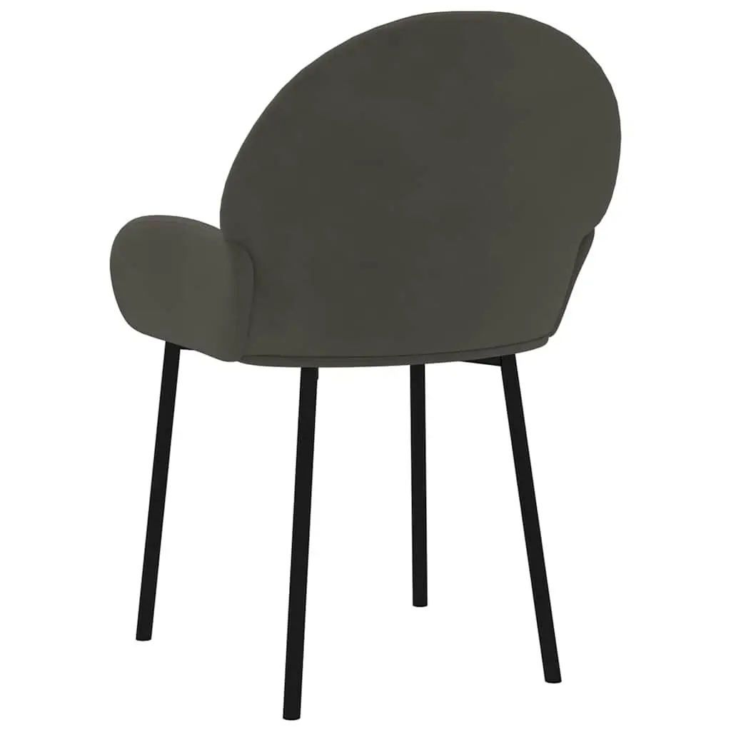 Dining Chairs Grey Velvet Set of 2 Padded Backrest Armrests