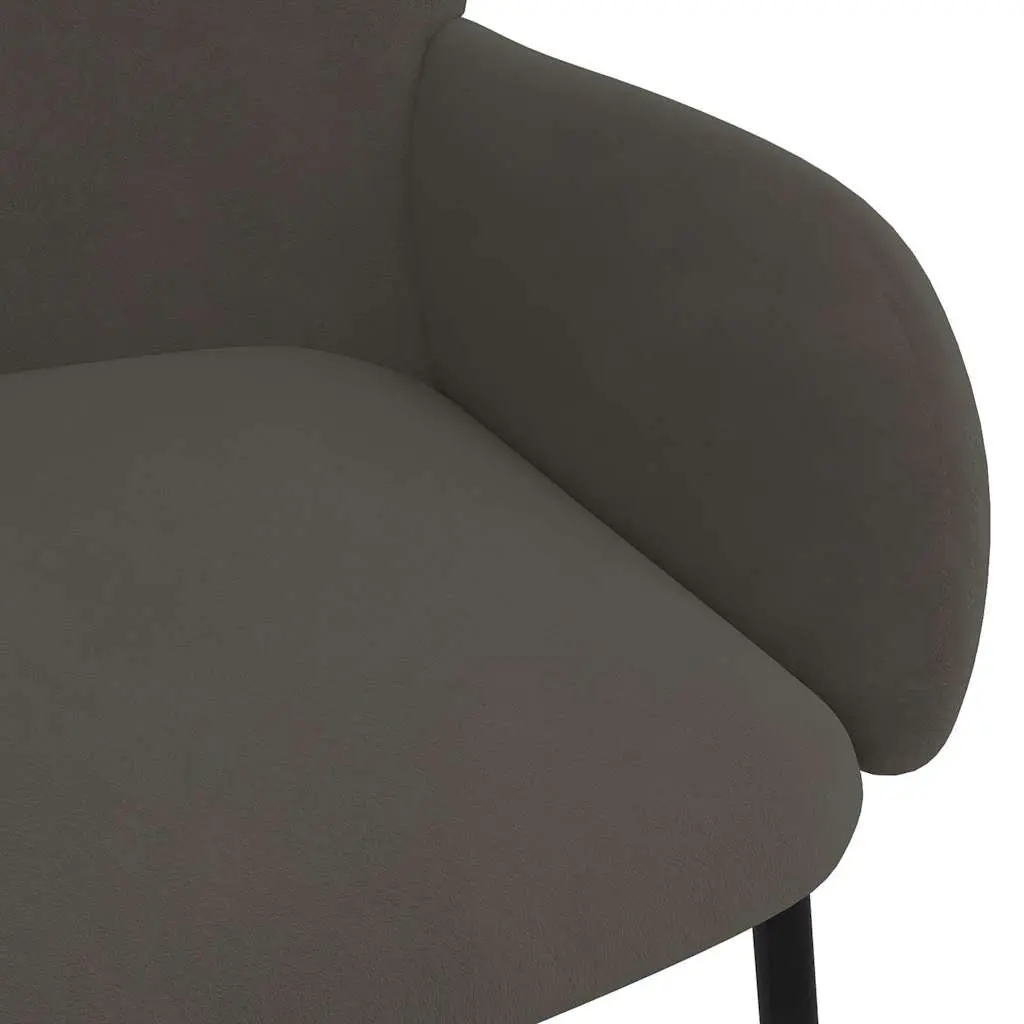 Dining Chairs Grey Velvet Set of 2 Padded Backrest Armrests