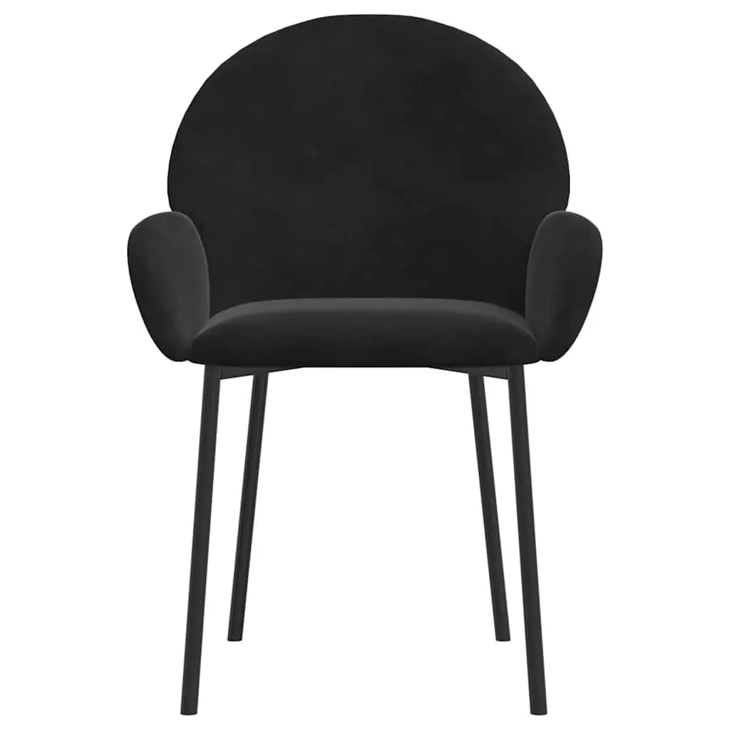 Dining Chairs Black Velvet 2 Piece Padded Armrest Backrest