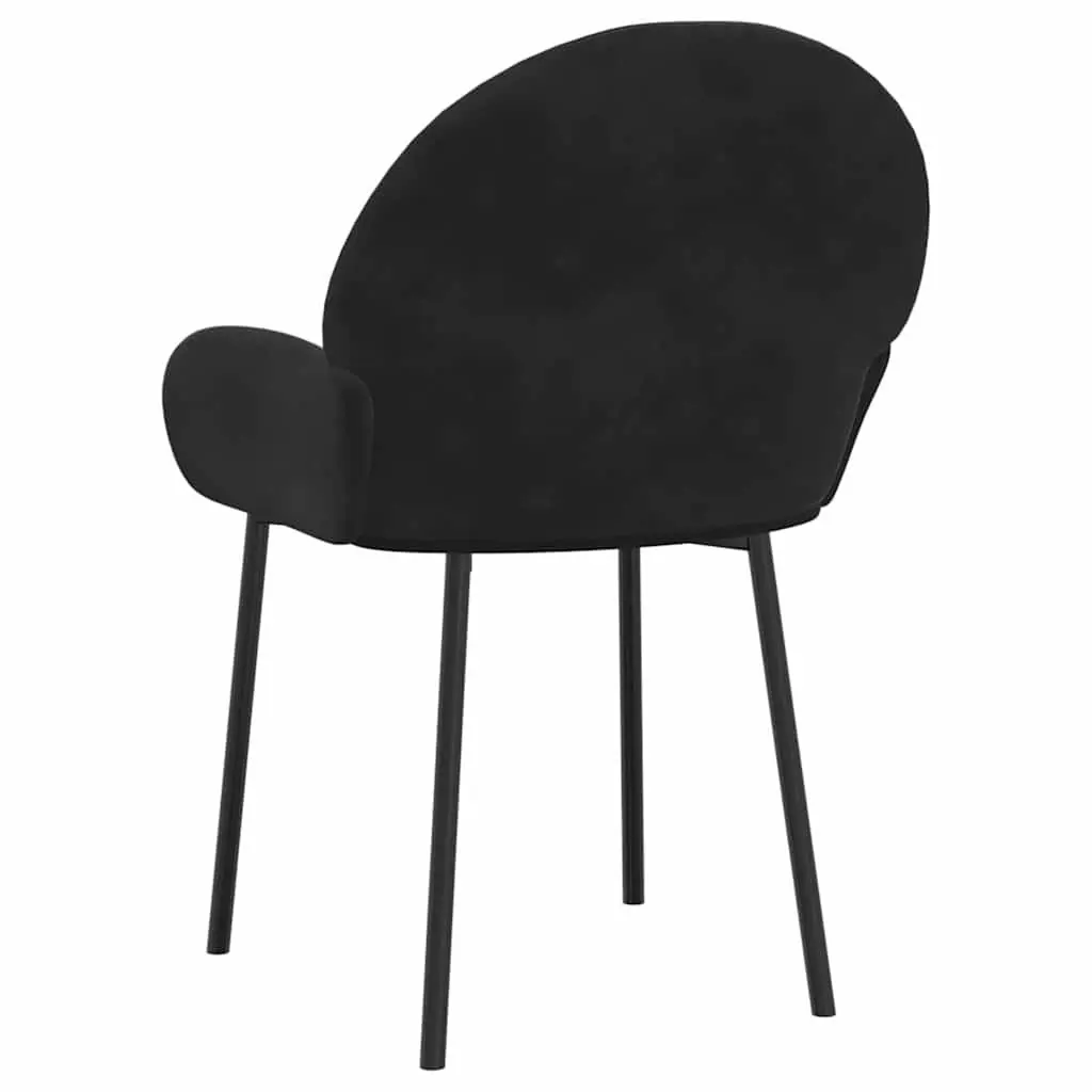 Dining Chairs Black Velvet 2 Piece Padded Armrest Backrest