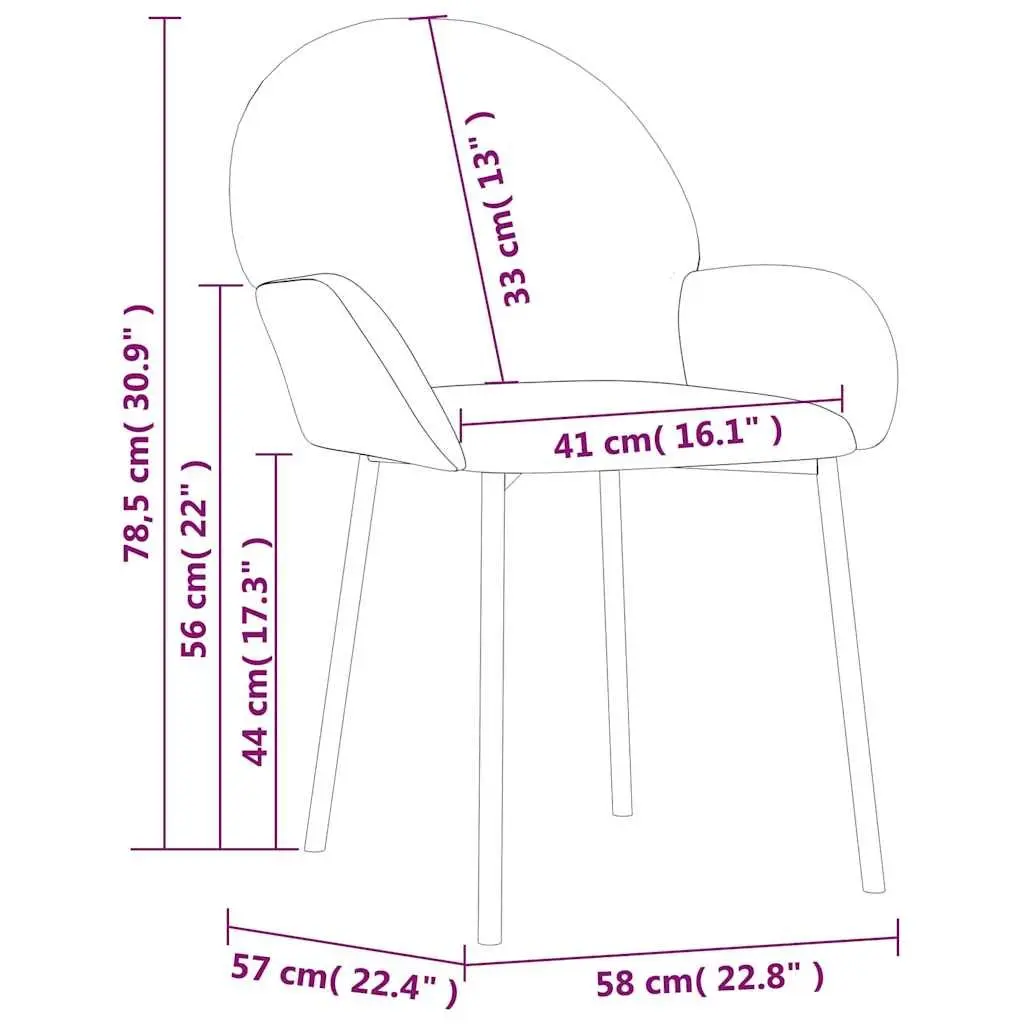 Dining Chairs Black Velvet 2 Piece Padded Armrest Backrest