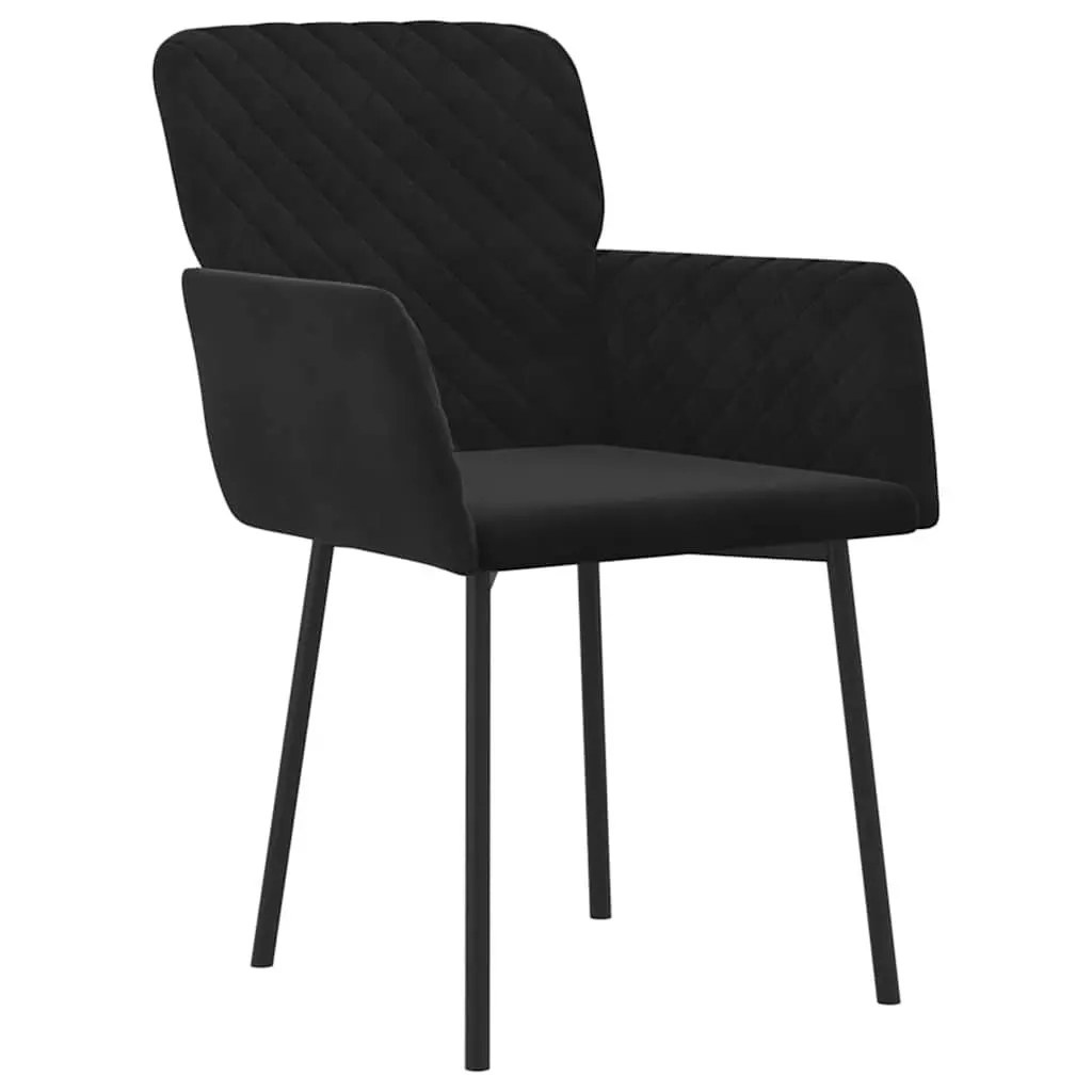 Dining Chairs Black Velvet 2 pcs Padded Armrest Backrest Comfort