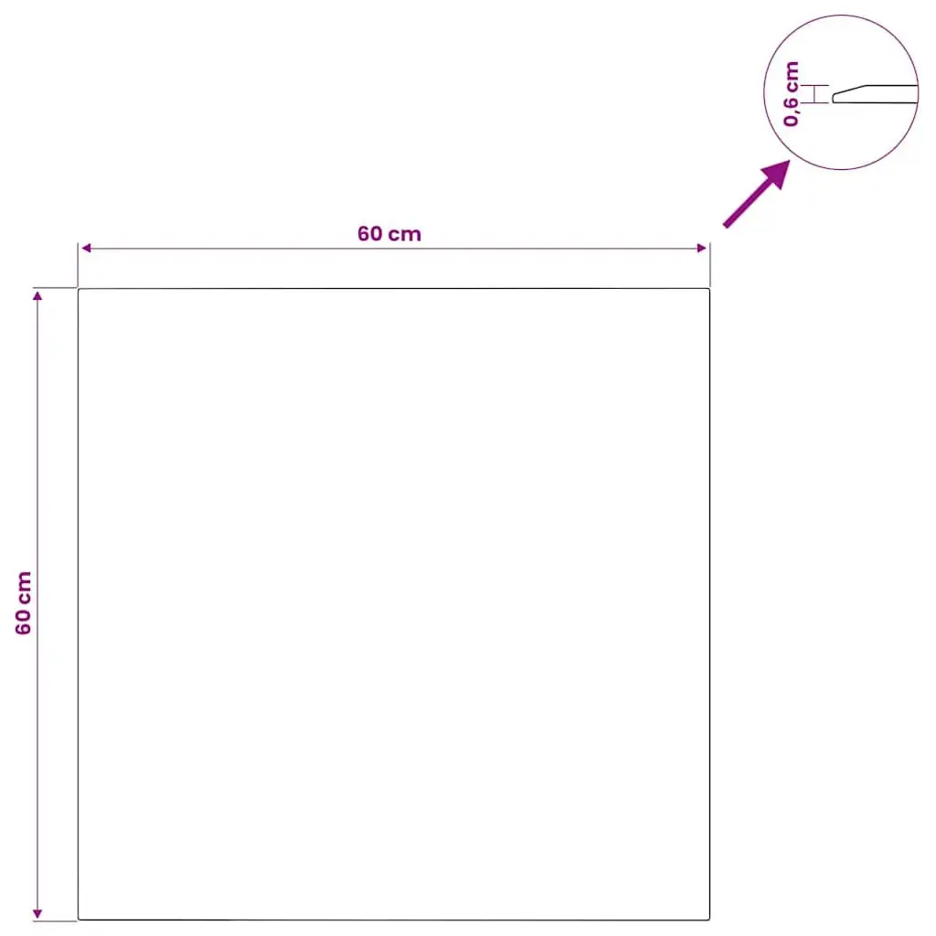 Tempered Glass Table Top Transparent 60x60 cm Scratch-Resistant Surface