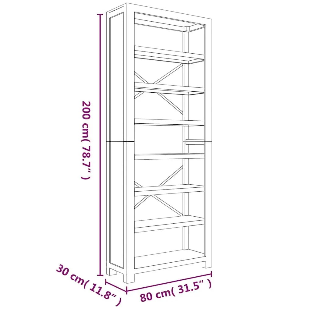 7-Tier Wooden Bookcase 80x30x200cm Shelving Unit Storage Organiser Acacia Brown