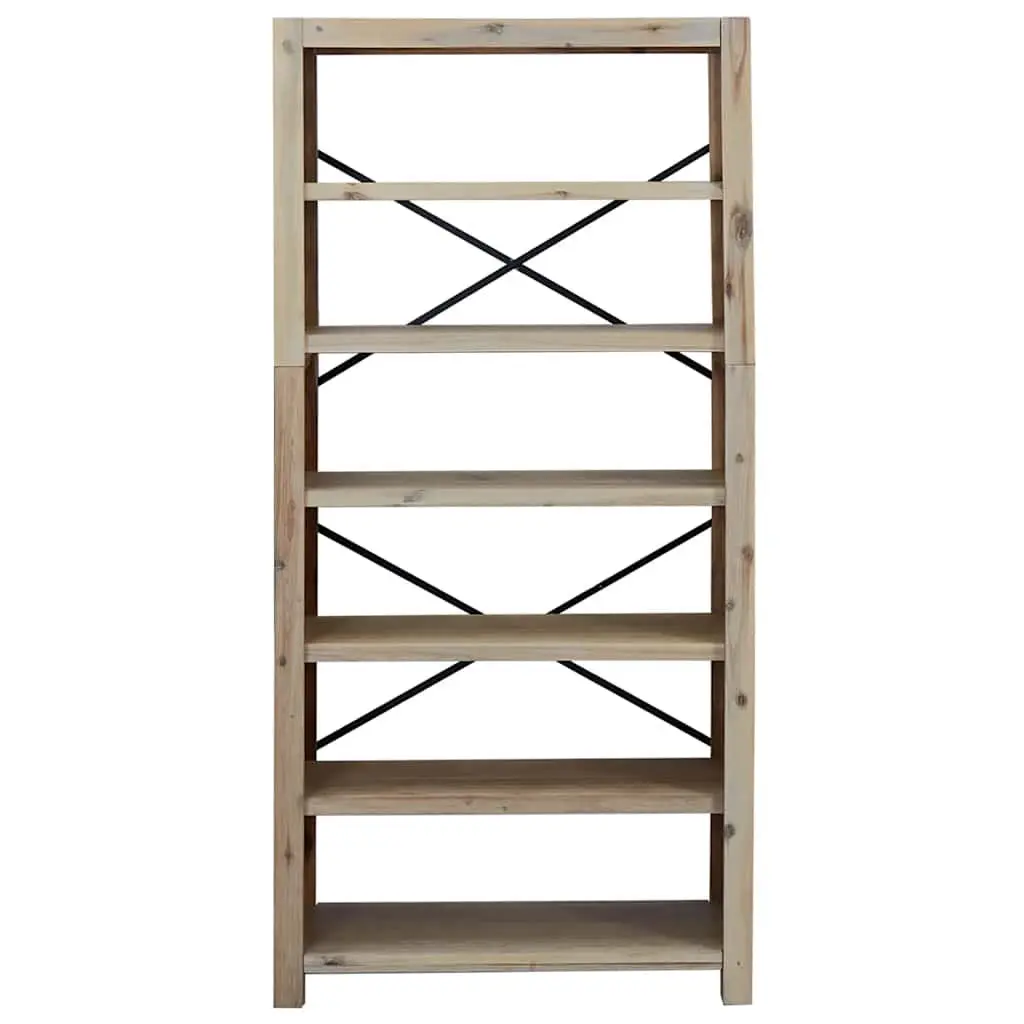 6-Tier Bookcase Brown 80x30x170cm Solid Wood Rustic Storage Shelving Display
