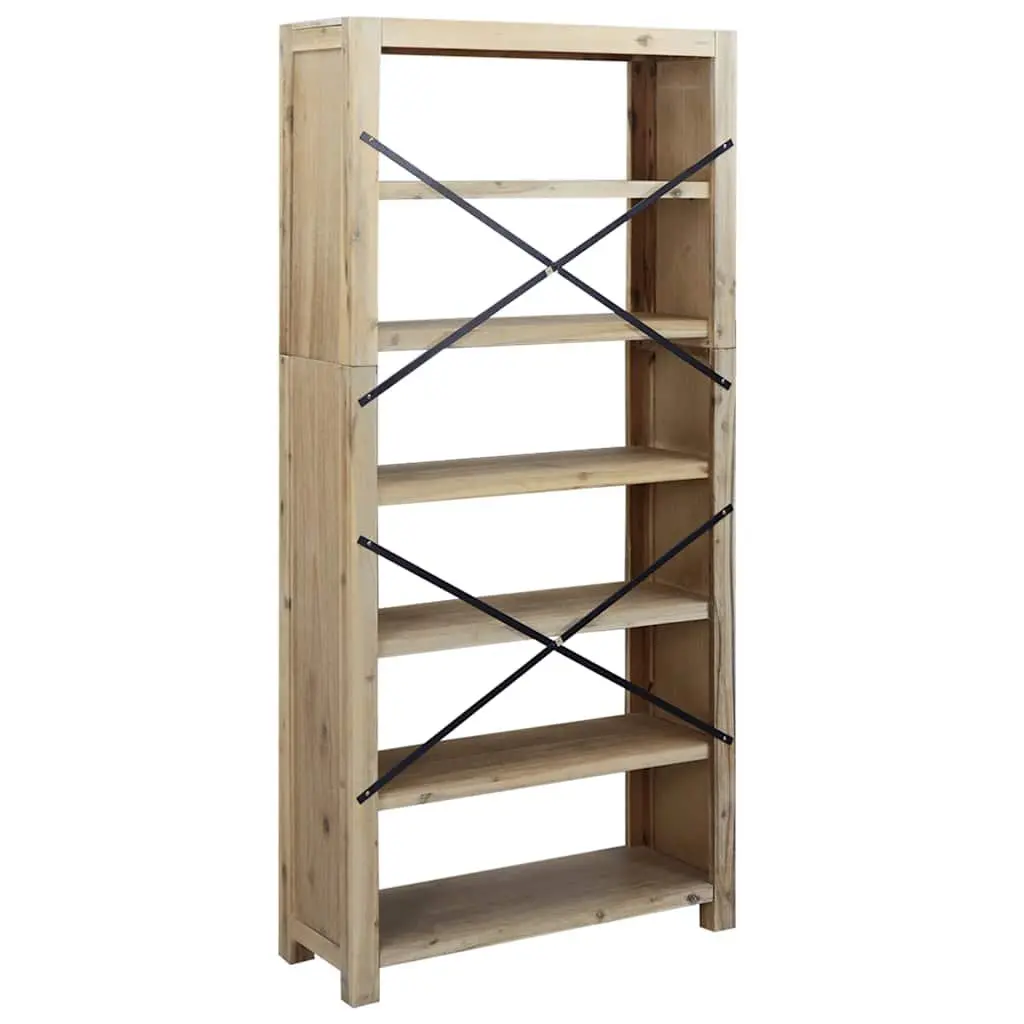 6-Tier Bookcase Brown 80x30x170cm Solid Wood Rustic Storage Shelving Display