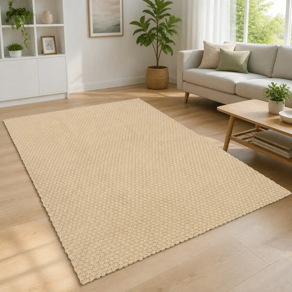 Cotton Rope Woven Rug Brown 160x230 cm Natural Soft Floor Mat