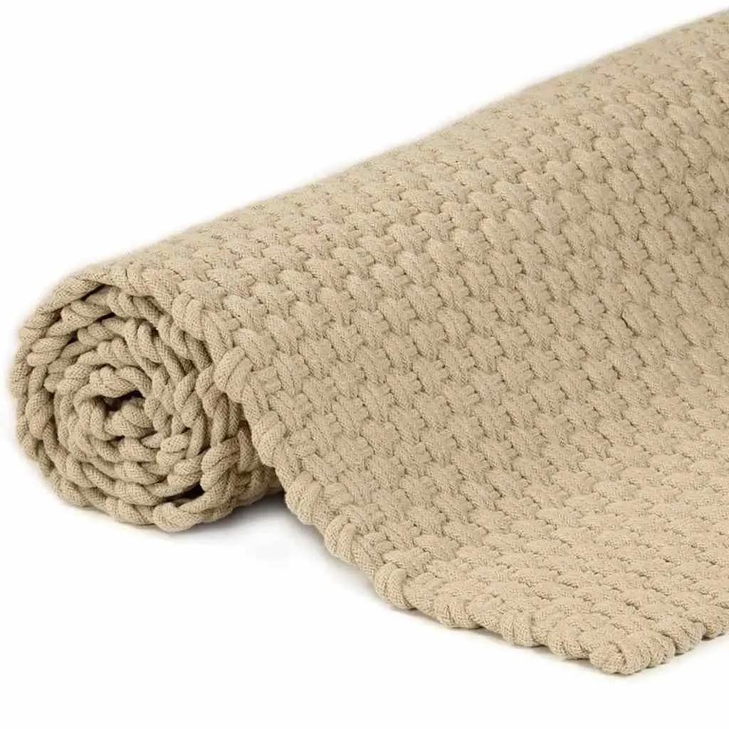 Cotton Rope Woven Rug Brown 160x230 cm Natural Soft Floor Mat