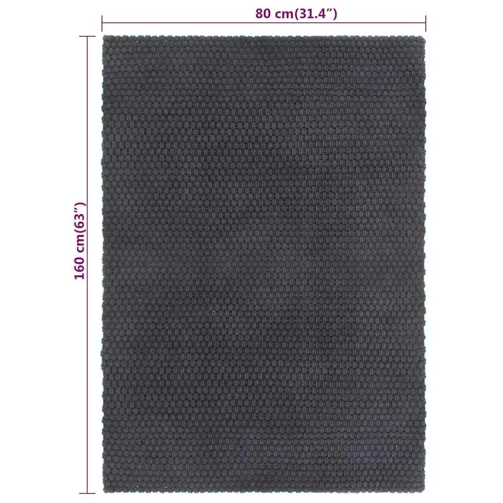 Cotton Rope Rug Anthracite 80x160 cm Heavy Construction Floor Mat