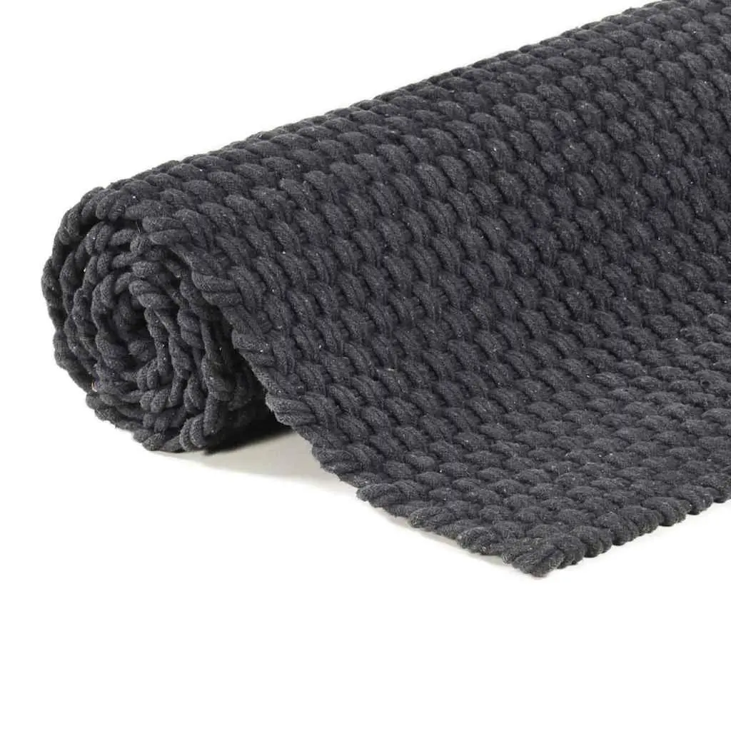 Cotton Rope Woven Rectangular Rug Anthracite 160x230 cm Heavy Construction Soft Feel