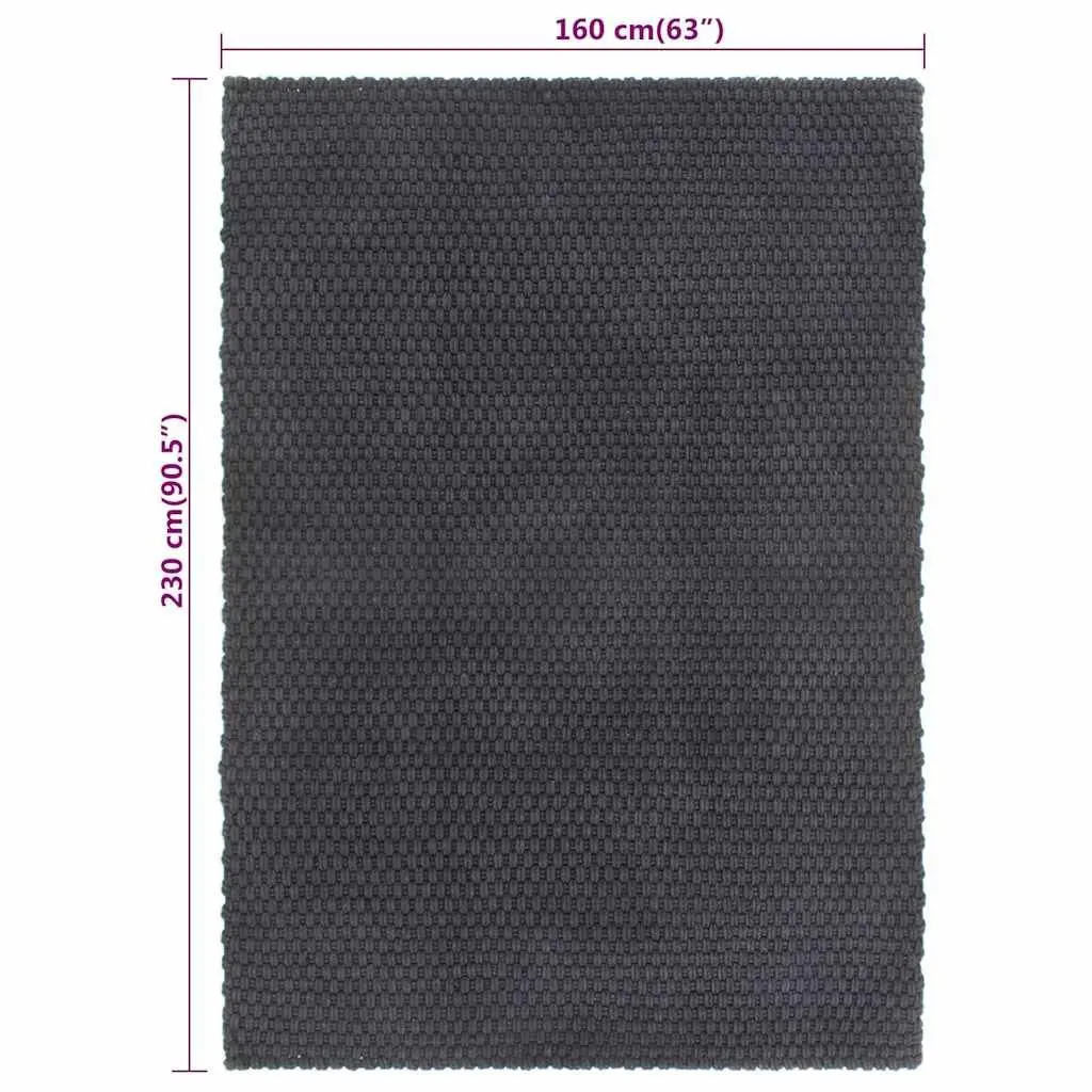 Cotton Rope Woven Rectangular Rug Anthracite 160x230 cm Heavy Construction Soft Feel