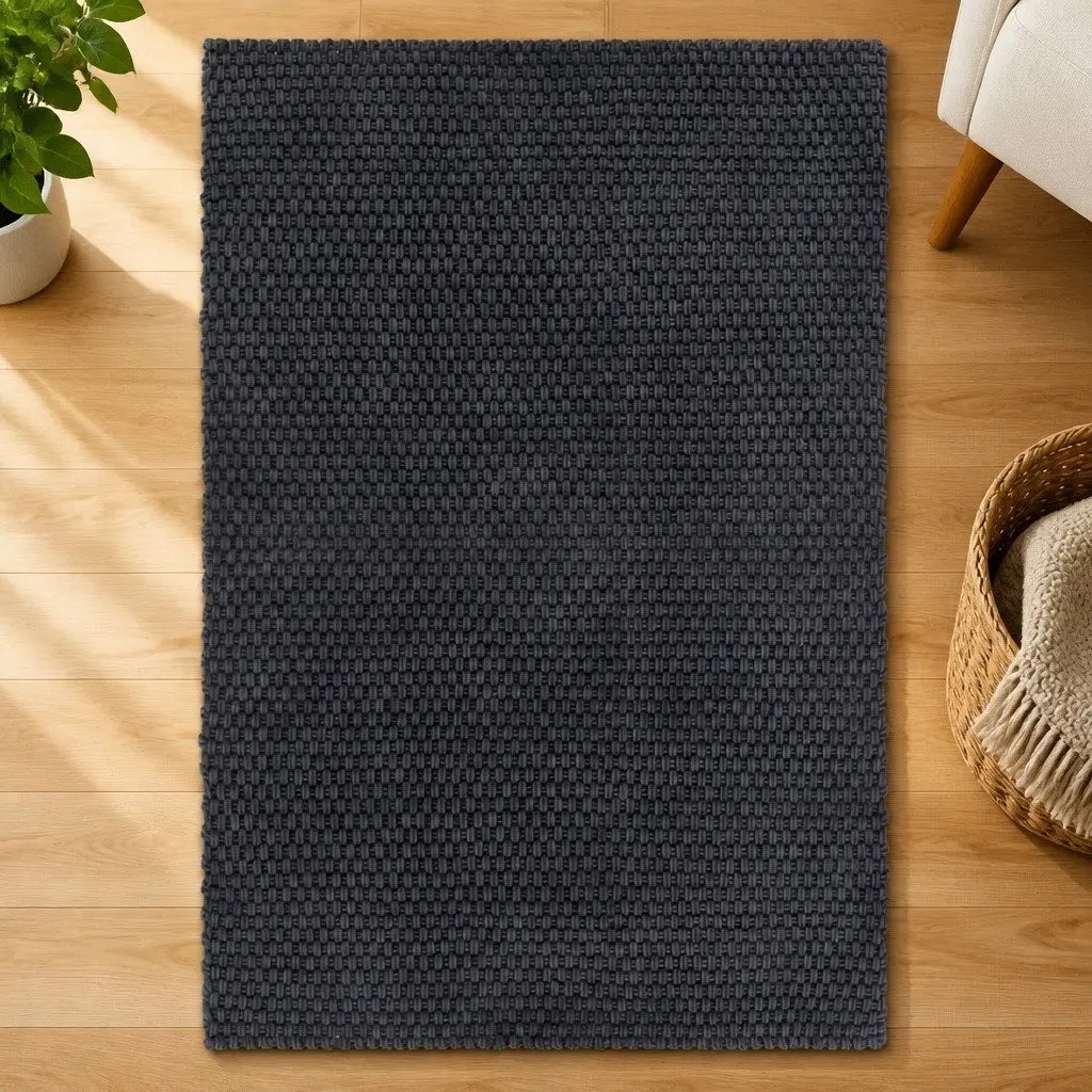 Cotton Rope Rug Anthracite 180x250 cm Soft Woven Floor Mat