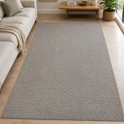 Grey Cotton Rectangular Rug 80x160 cm Rope Woven Design Living Room Bedroom