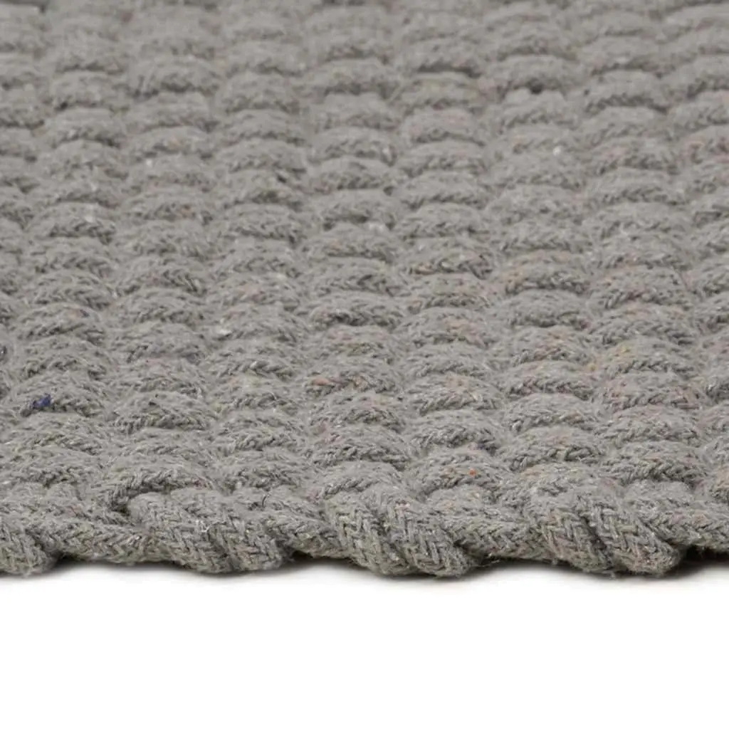 Grey Cotton Rectangular Rug 80x160 cm Rope Woven Design Living Room Bedroom
