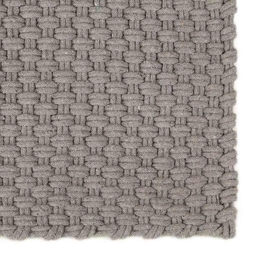 Rectangular Cotton Rug Grey 160x230 cm Woven Rope Design Floor Protector Home