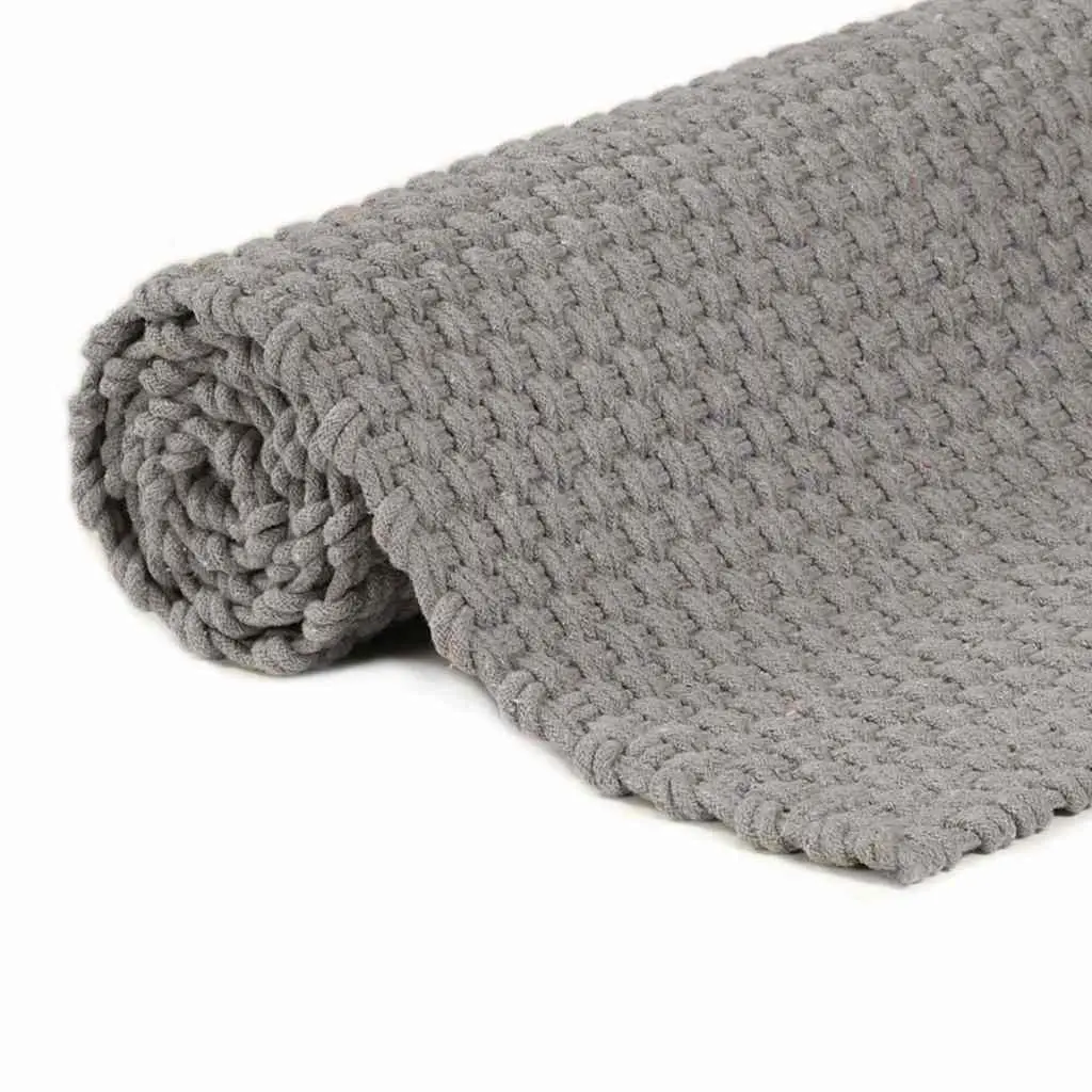 Rectangular Cotton Rug Grey 160x230 cm Woven Rope Design Floor Protector Home