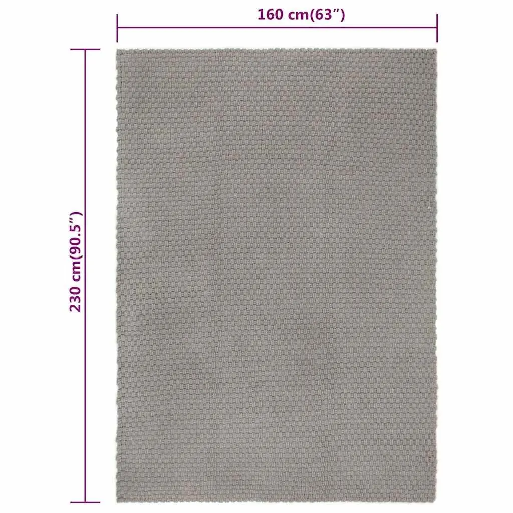 Rectangular Cotton Rug Grey 160x230 cm Woven Rope Design Floor Protector Home