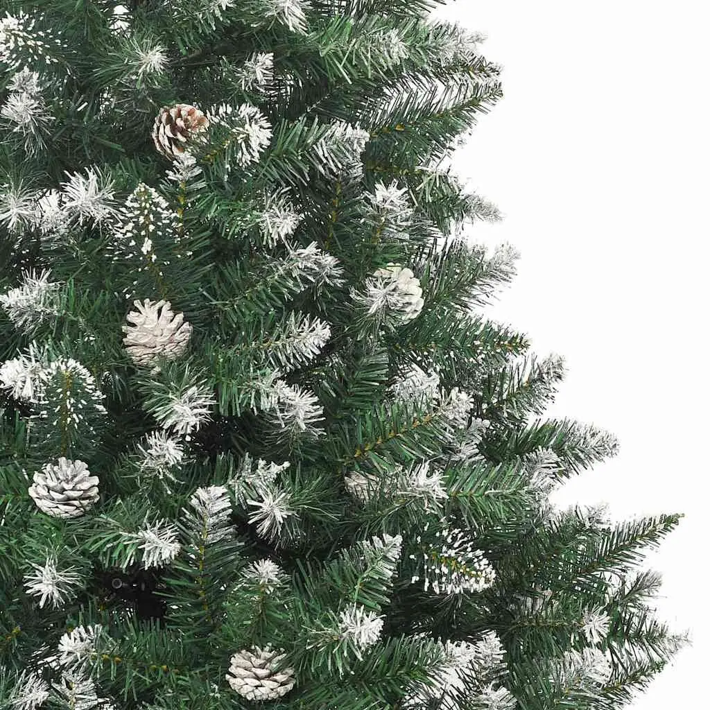 Artificial Christmas Tree Green 240cm Hinged Branches PVC with Stand Cones Snow