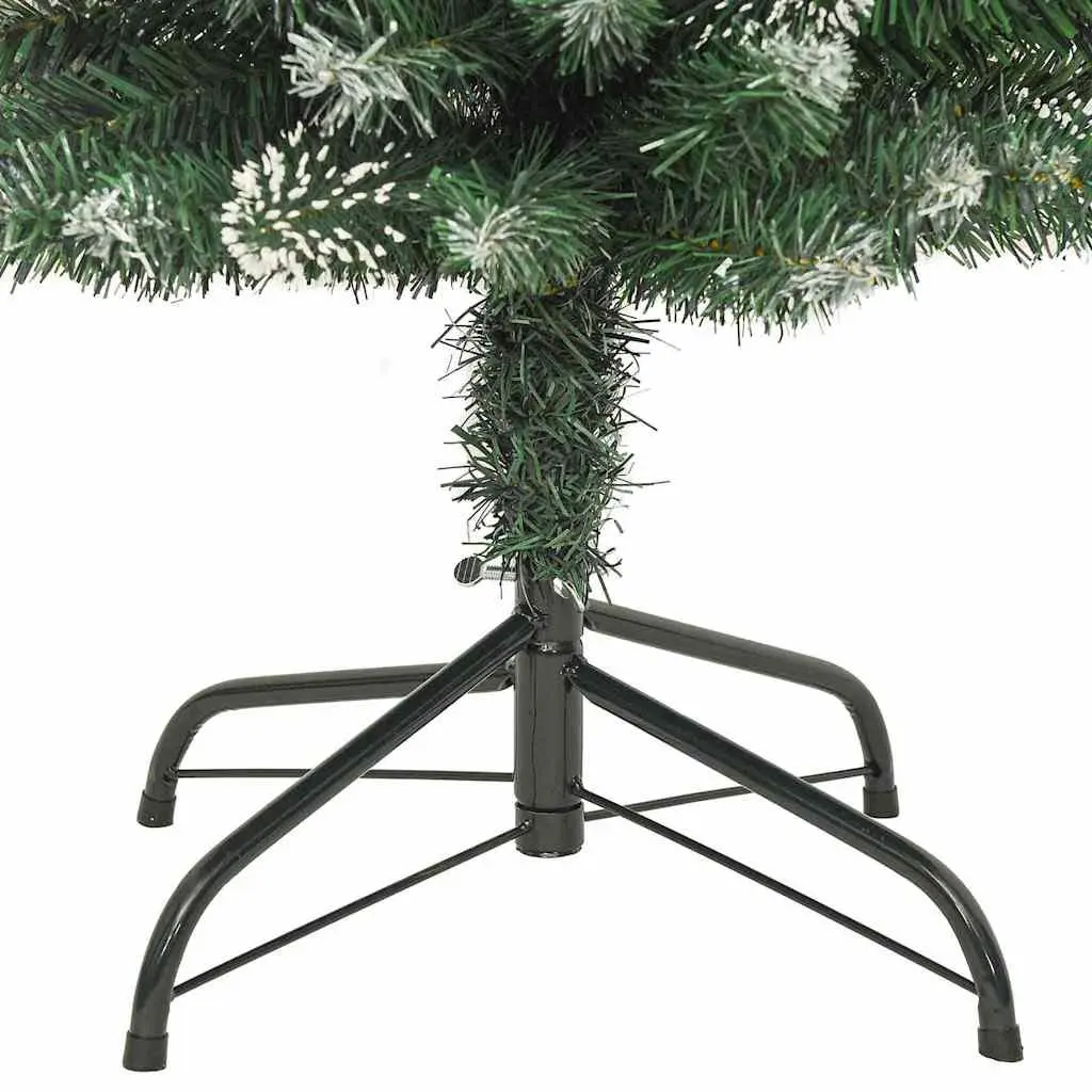 Artificial Slim Christmas Tree Green 150cm Pre-decorated with Cones Snow Flocked Finish