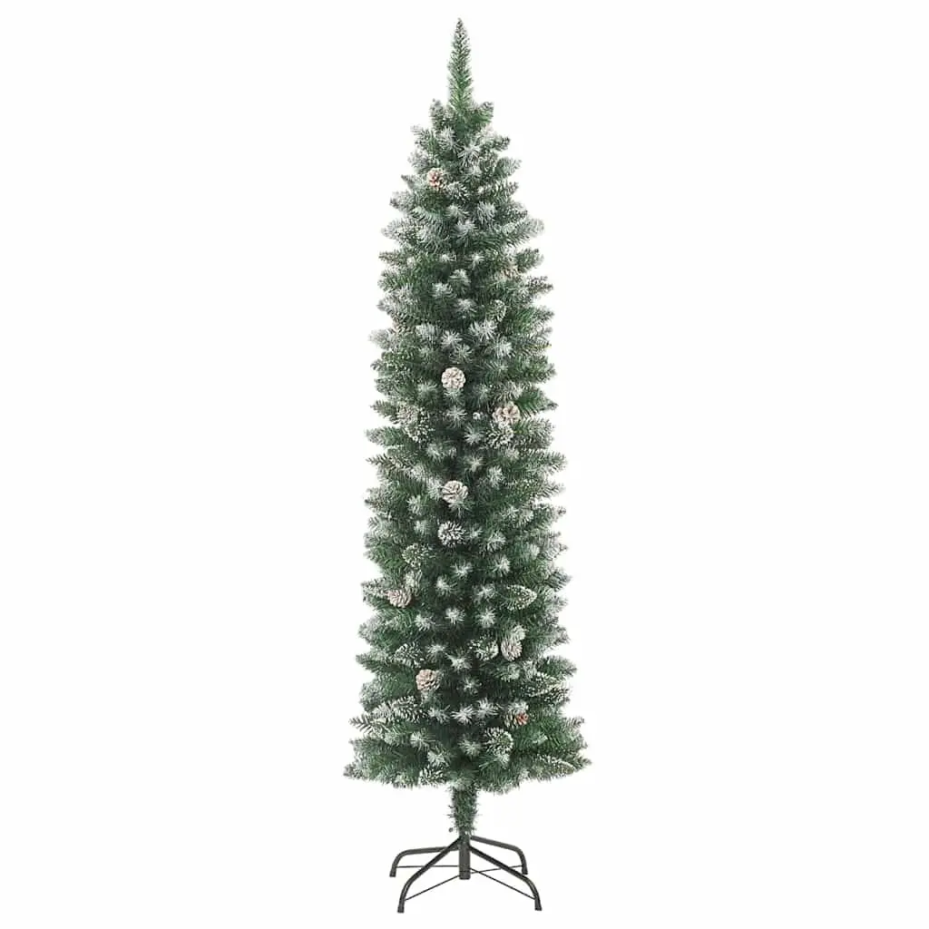 Artificial Slim Christmas Tree 180cm Green PVC with Stand Holiday Seasonal