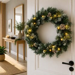 Compact 45cm LED Christmas Wreath for Holiday Joy