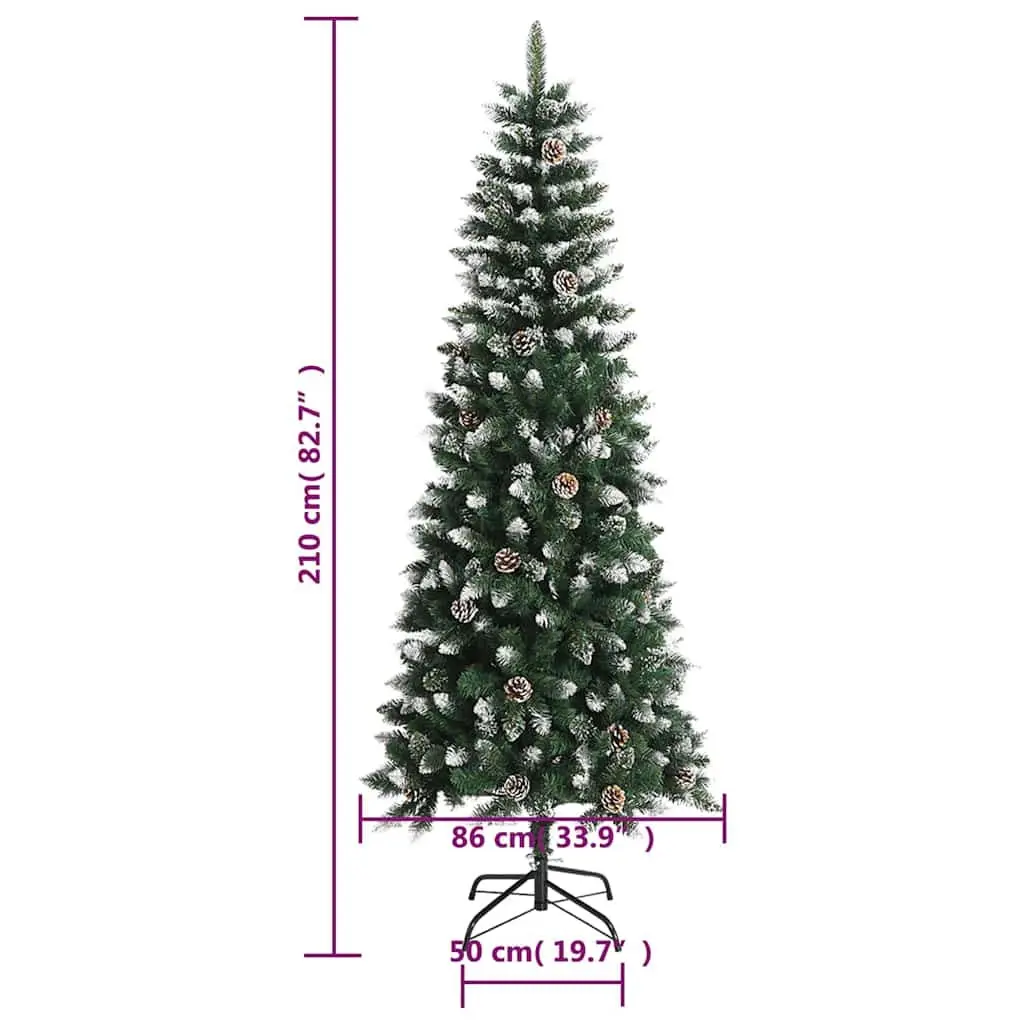 Artificial Christmas Tree 210cm Green PVC Hinged Branches Bushy Xmas Decoration