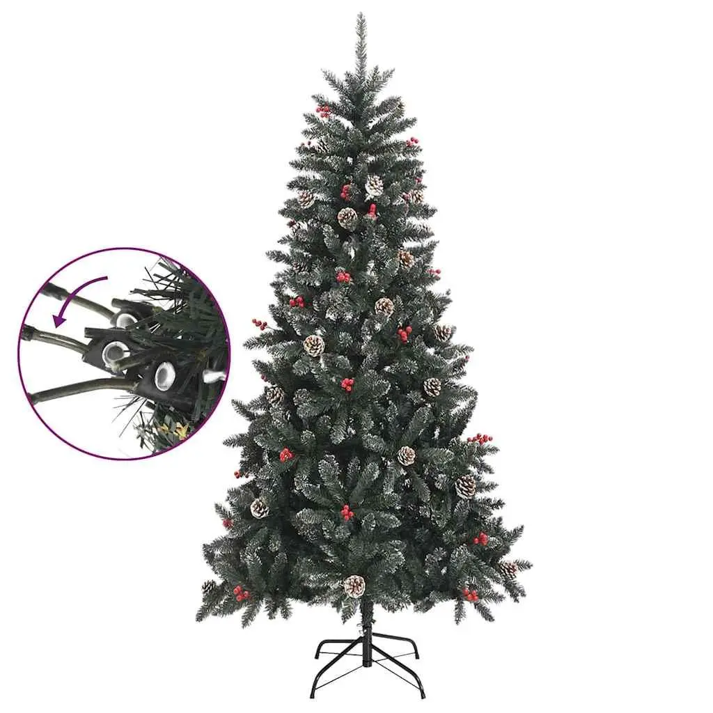 Artificial Christmas Tree 210cm Green PVC Hinged Branches Stand Holiday Decor