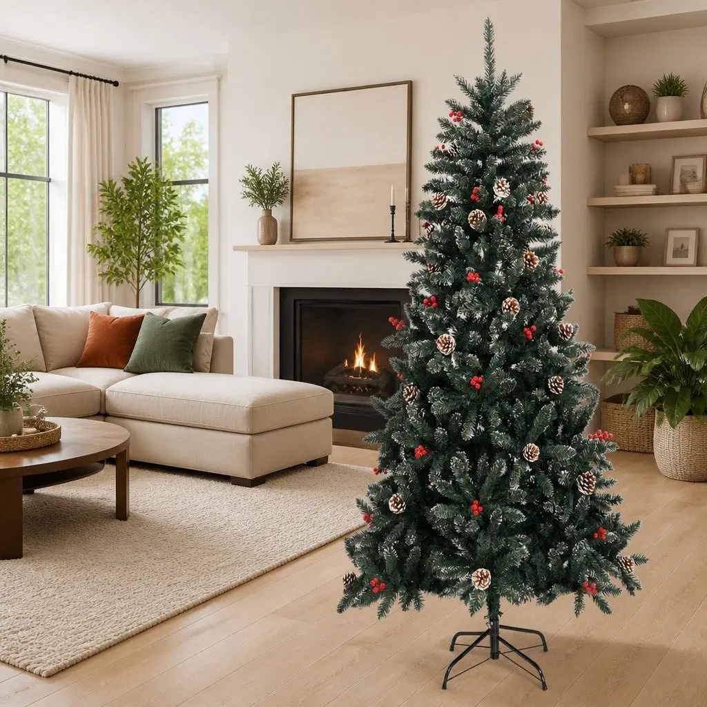 Artificial Christmas Tree Green 240cm Hinged Branches Holiday Decoration