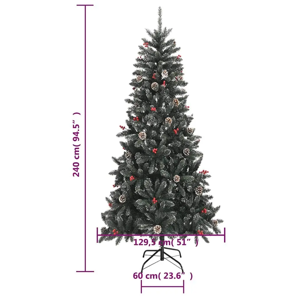 Artificial Christmas Tree Green 240cm Hinged Branches Holiday Decoration