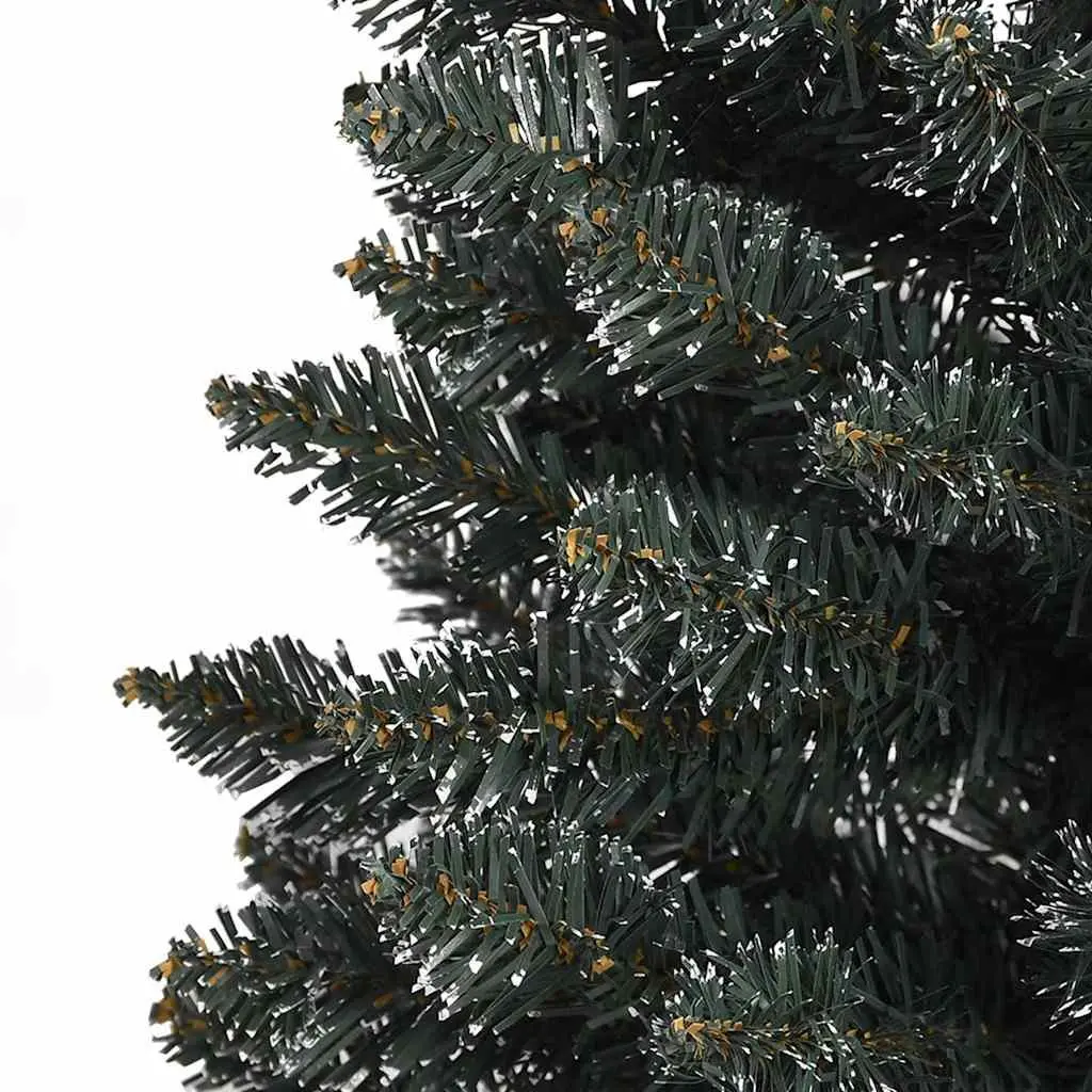 Artificial Christmas Tree Green 150cm Slim Bushy PVC Pre-decorated with White Snow