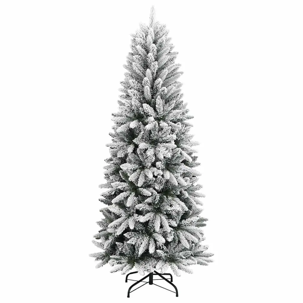 Artificial Christmas Tree White 150cm Flocked Snow PVC PE Hinged Branches