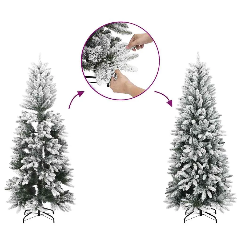 Artificial Christmas Tree White 180 cm Flocked Snow Hinged PVC PE